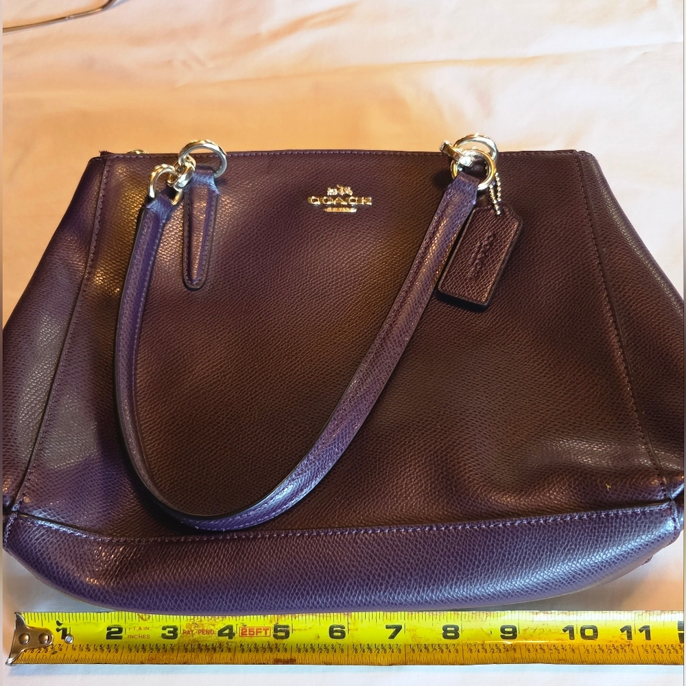 Coach Dark Purple Leather Shoulder Bag - Picture 10 of 12
